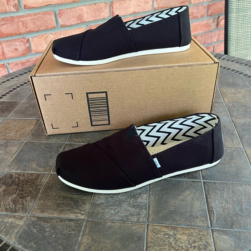 Toms Classic Alpargata Black Slip-On Shoes, 10 wide
